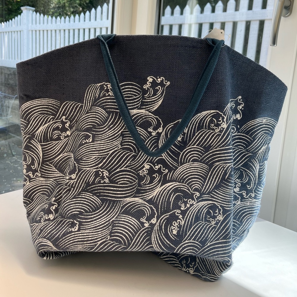 Paper Source Wave Tote Jute Beach Bag